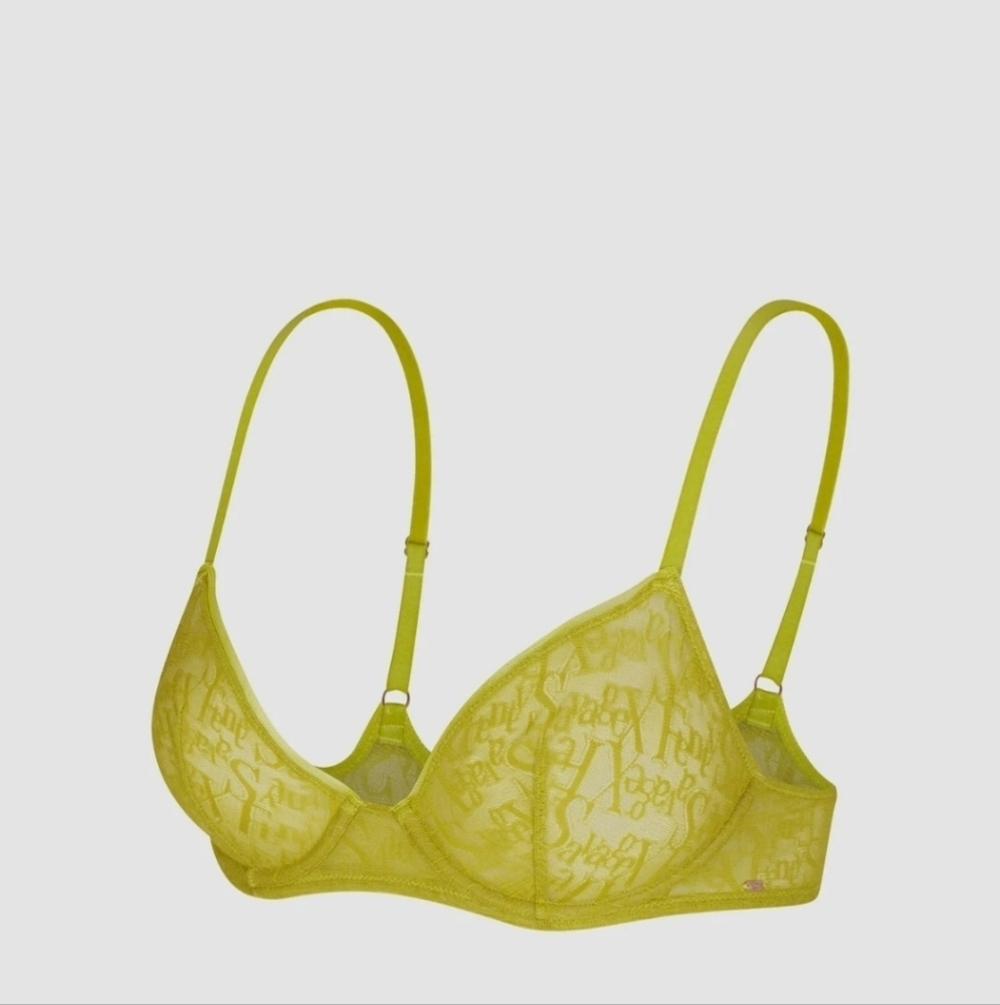 Savage X Fenty Signature Script Unlined Bra Tea Garden Green NIP